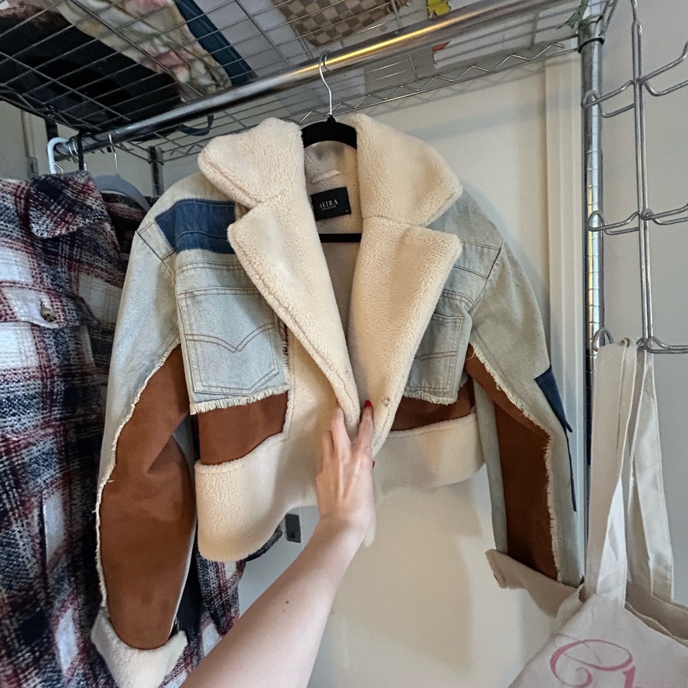 akira jean/fur jacket. worn 2-3 times